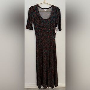 NWT- LuLaRoe -Ana- Teal and Red Floral maxi Dress- Size Small